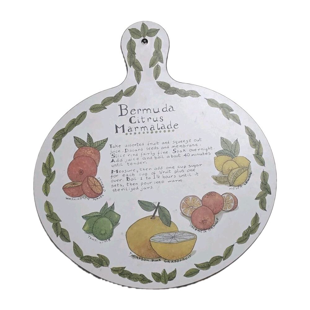 Vintage Citrus Marmalade Recipe Cuttin Board Decorative MCM Retro Grandmacore